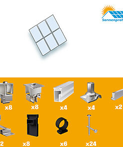 Montageset Schrägdach/Ziegeldach - für sechs PV-Module(3 nebeneinander, 2 untereinander)