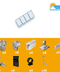 Montageset Schrägdach/Ziegeldach - für vier PV-Module(nebeneinander)