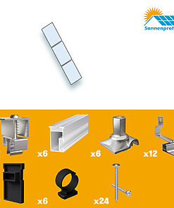 Montageset Schrägdach/Ziegeldach - für drei PV-Module(3 untereinander)