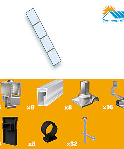 Montageset Schrägdach/Ziegeldach - für vier PV-Module(4 untereinander)