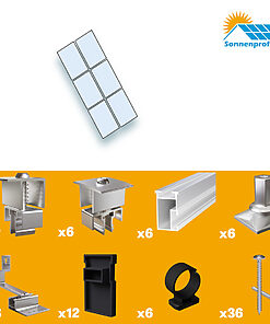 Montageset Schrägdach/Ziegeldach - für sechs PV-Module(2 nebeneinander, 3 untereinander)