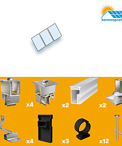 Montageset Schrägdach/Ziegeldach - für drei PV-Module (nebeneinander)