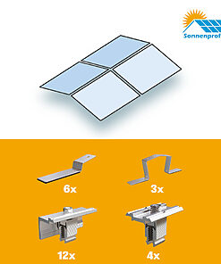 Montageset Flachdach Ost/West Ausrichtung - für vier PV-Module
