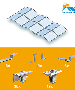 Montageset Flachdach Ost/West Ausrichtung - für zwölf (6x2) PV-Module