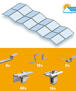 Montageset Flachdach Ost/West Ausrichtung - für sechzehn (2x8) PV-Module