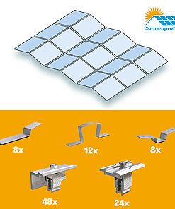 Montageset Flachdach Ost/West Ausrichtung - für achtzehn (3x6) PV-Module