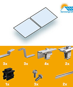 Montageset Flachdach Süd Ausrichtung - für zwei PV-Module (nebeneinander)