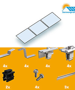 Montageset Flachdach Süd Ausrichtung - für drei PV-Module