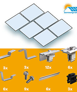 Montageset Flachdach Süd Ausrichtung - für sechs PV-Module